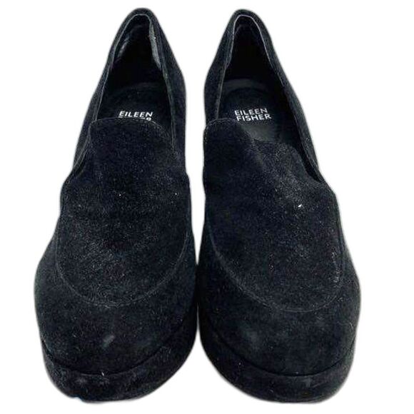 Eileen Fisher Becon Black Suede Platform Pumps - Size 7.5 - Picture 4 of 8